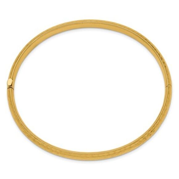 14k 4/16 Diamond-cut Fancy Hinged Bangle - Picture 2 of 3
